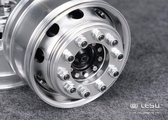 1/14 truck Tamiya tractor W-2018 wide wheel 10-hole aluminum alloy front wheel mud head modified model LESU