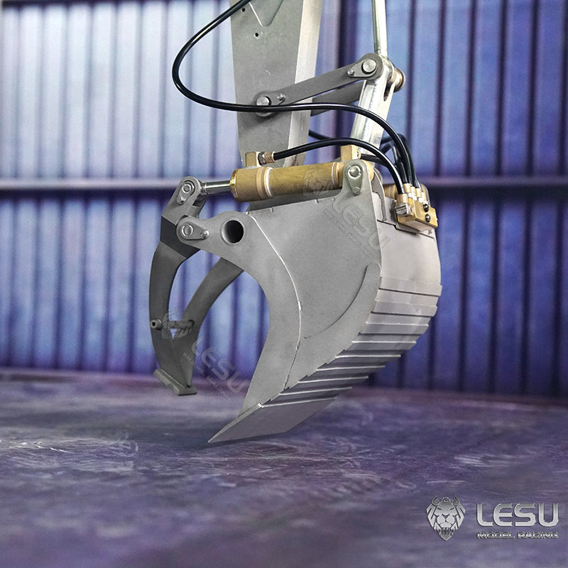 LESU 1/14 simulation hydraulic excavator PC360, wheel excavator, small short tail modified quick change hydraulic grab bucket attachment
