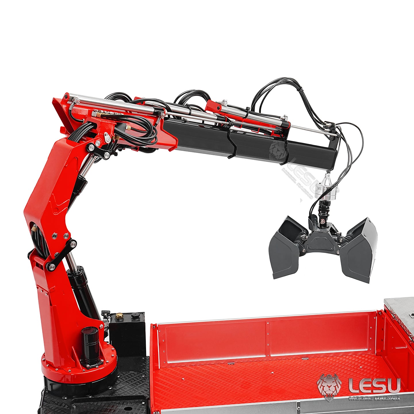 LESU 1/14 Truck Remote Control Model Metal Hydraulic Roll-on/Roll-off Truck Crane Full Unloading LS-A0062 Clamshell Grab