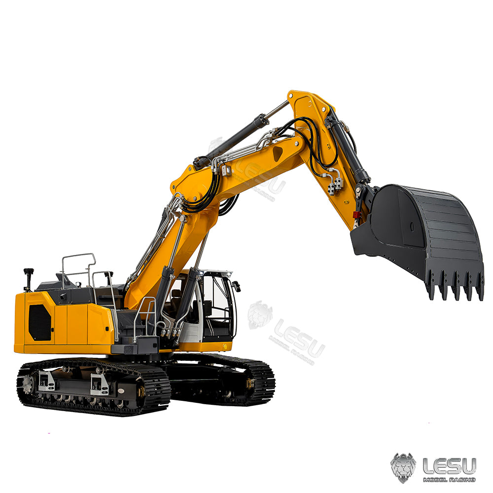LESU 1/14 Engineering Remote Control Hydraulic Model Toy CNC 7-way Directional Valve Excavator Yellow Aoue-945 Three-section Arm