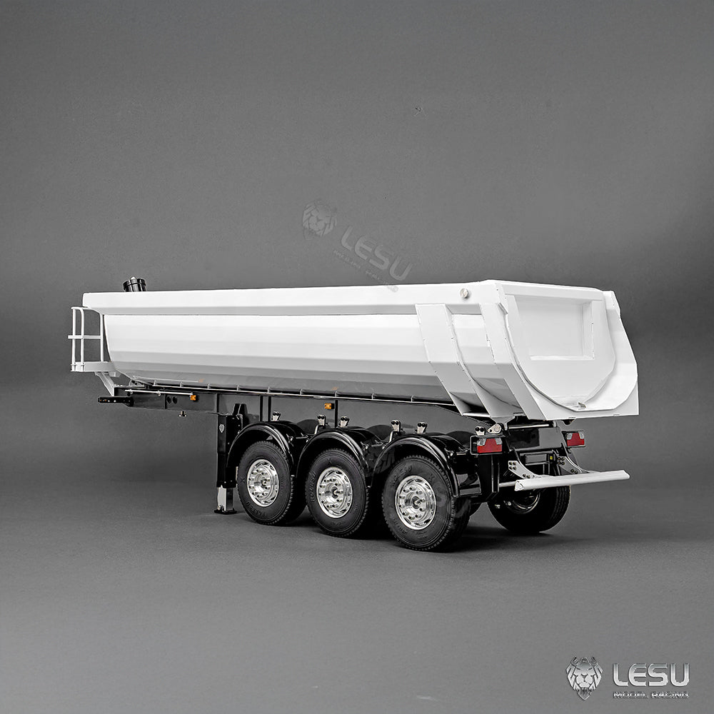LESU 1/14 Simulation Tamiya Truck Model Hydraulic Lifting Three-Axis U-Bucket Metal Bucket Semi-Trailer Dump Truck
