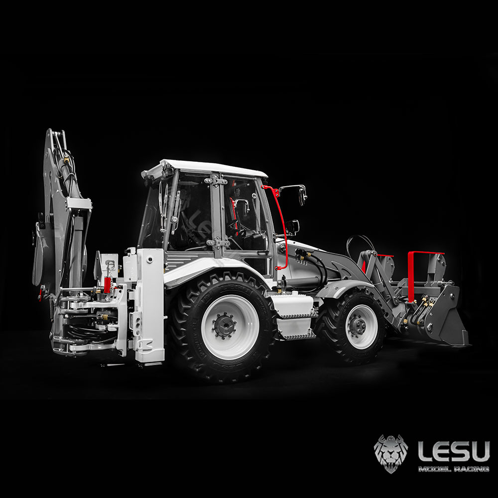 LESU 1/14 Construction Machinery Hydraulic Model Aoue-BL71 White Backhoe Loader RD-A0010