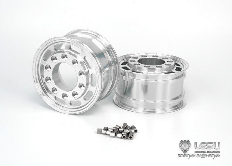 1/14 Truck Aluminum Alloy Wheel Flange Front Wheel Hub W-2044 Square Hole Wide Tire Tamiya Tractor Model LESU