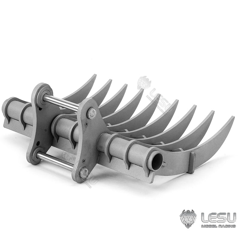 LESU 1/14 Engineering Hydraulic Excavator CAT 374F Modified Quick-Removal Metal Rake Bucket Attachment