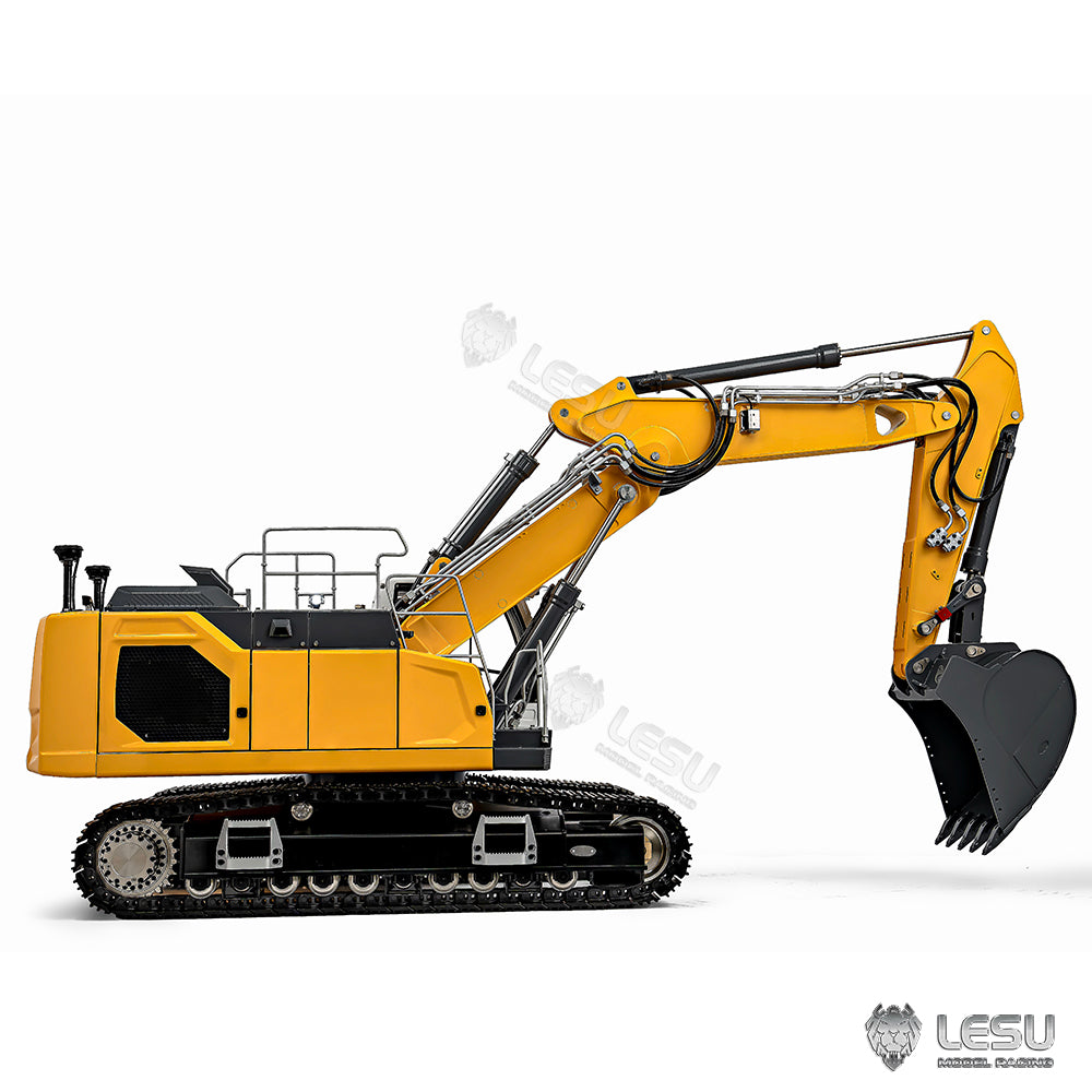 LESU 1/14 Engineering Remote Control Hydraulic Model Toy CNC 7-way Directional Valve Excavator Yellow Aoue-945 Three-section Arm