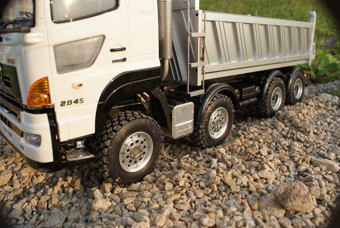 LESU 1/14 Hino Simulation Hydraulic Dump Truck Model Full Drive 8X8 Differential Lock Central Differential