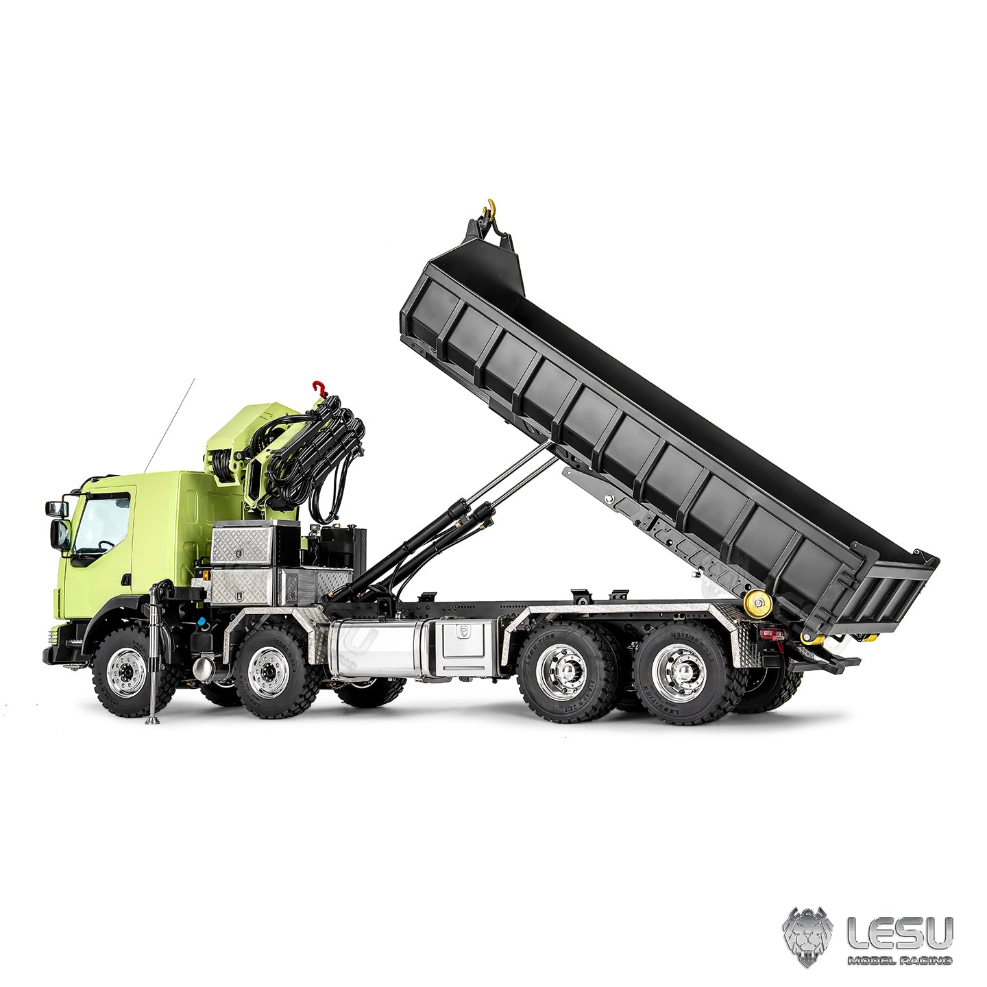 LESU 1/14 Roll-on/Roll-off Truck Crane Full Unloading Volvo Spray Paint RTR Truck Remote Control Model Metal Toy
