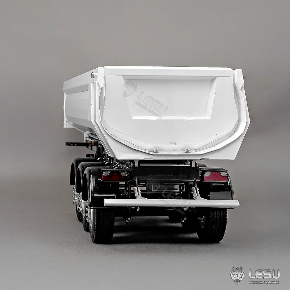 LESU 1/14 Simulation Tamiya Truck Model Hydraulic Lifting Three-Axis U-Bucket Metal Bucket Semi-Trailer Dump Truck