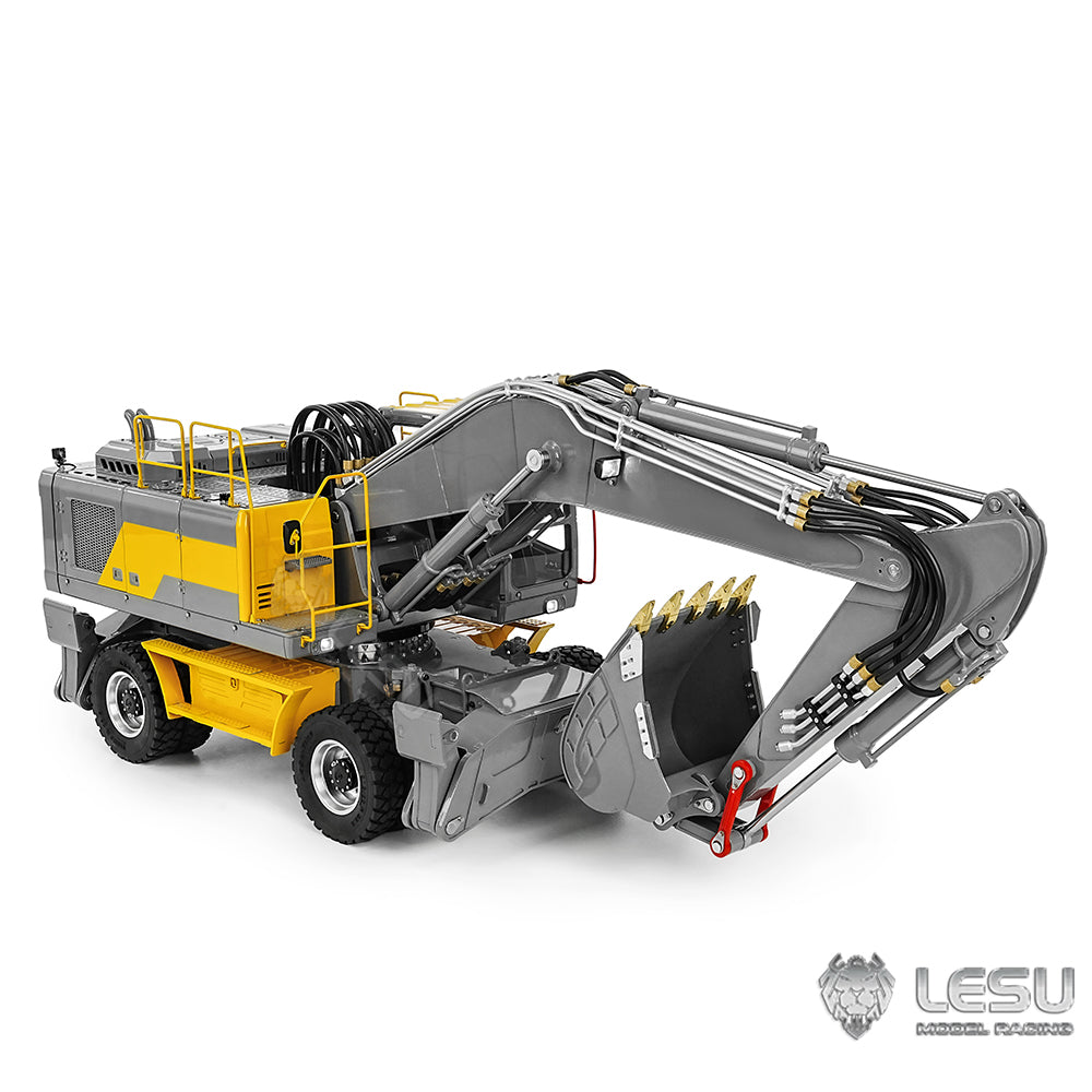 LESU 1/14 Hydraulic Wheel Excavator Model RD-A0006 8-way Directional Valve Yellow Version