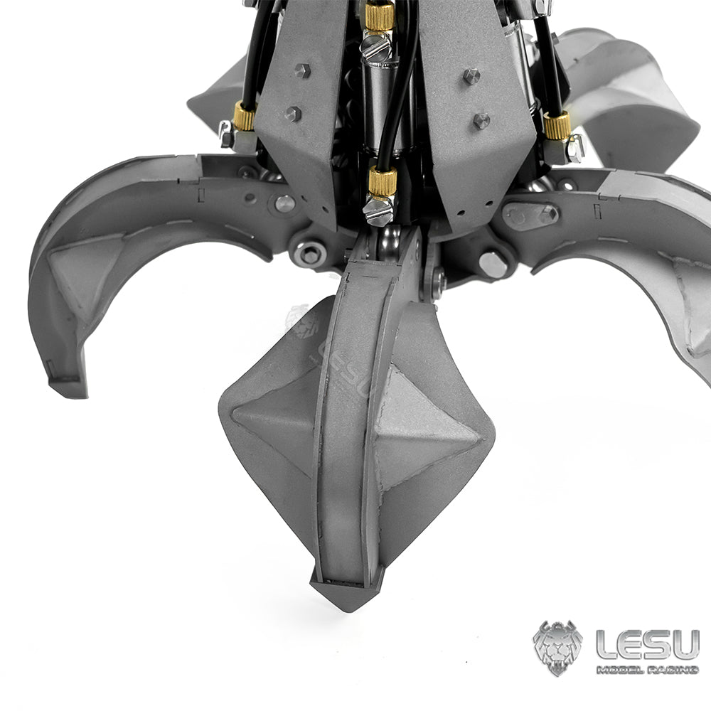 LESU 1/14 construction machinery remote control truck with crane model toy modification and upgrade hydraulic metal grab attachment