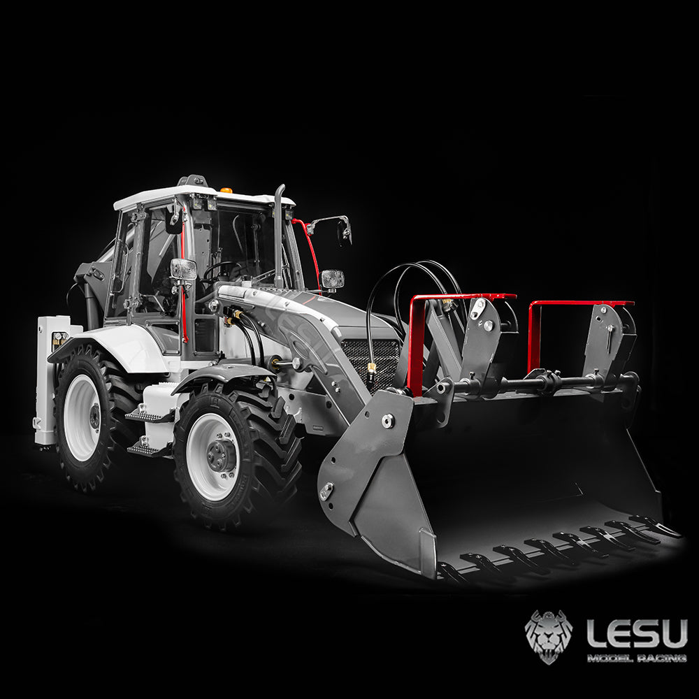 LESU 1/14 Construction Machinery Hydraulic Model Aoue-BL71 White Backhoe Loader RD-A0010