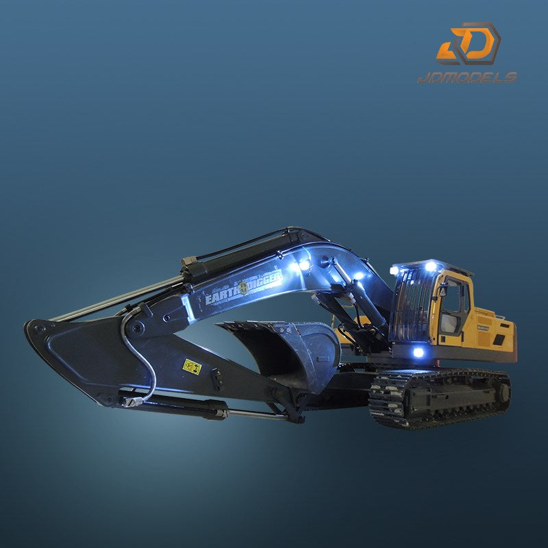 JDMODEL 1/14 Remote Control Hydraulic Metal Excavator Model Lighting System JDM-106A