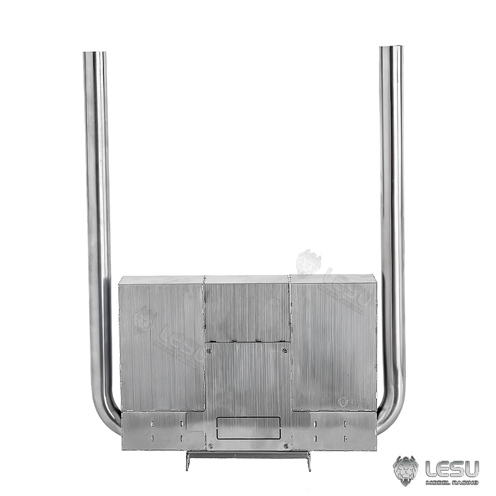 LESU 1/14 Tamiya tractor truck exhaust pipe double chimney LED lighting wire rack tool box assembly G-6272