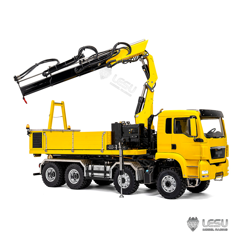 LESU 1/14 Truck MAN TGS 8*8 Ballast Bucket Truck Crane Fully Unloaded Roll-off Truck LS-Z0109