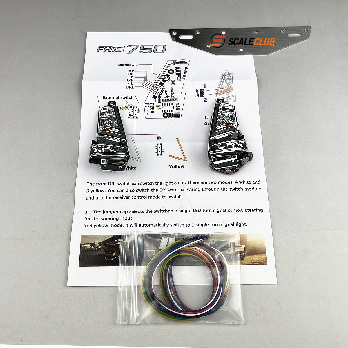 Scaleclcub model RC 1/14 Volvo Tamiya Fh750 integrated flowing headlight