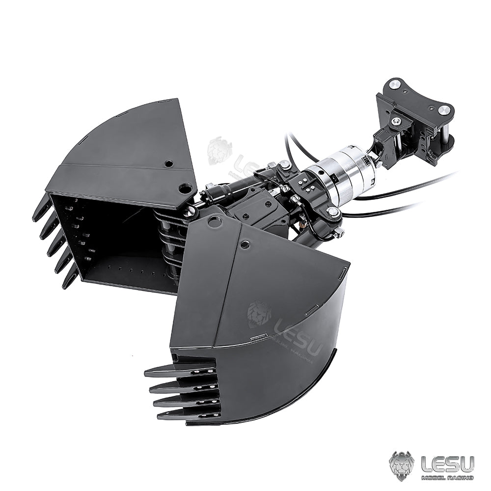 LESU 1/14 Metal Hydraulic Model Excavator Toy Quick Change Hydraulic Attachment Shell Bucket Double Petal Bucket AT-C0040