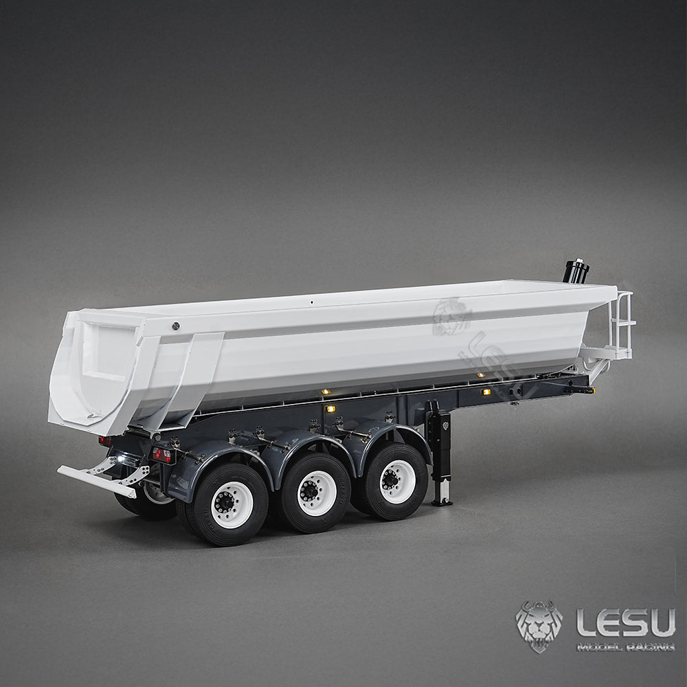 LESU 1/14 Simulation Tamiya Truck Model Hydraulic Lifting Three-Axis U-Bucket Metal Bucket Semi-Trailer Dump Truck