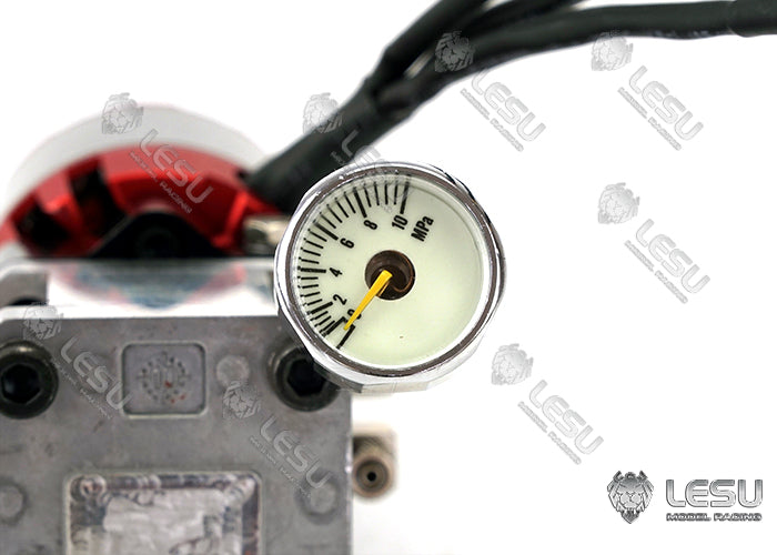 LESU 1/14 excavator hydraulic model oil pump high pressure pump Y-1528 excavator engineering vehicle gear pump with oil pressure gauge