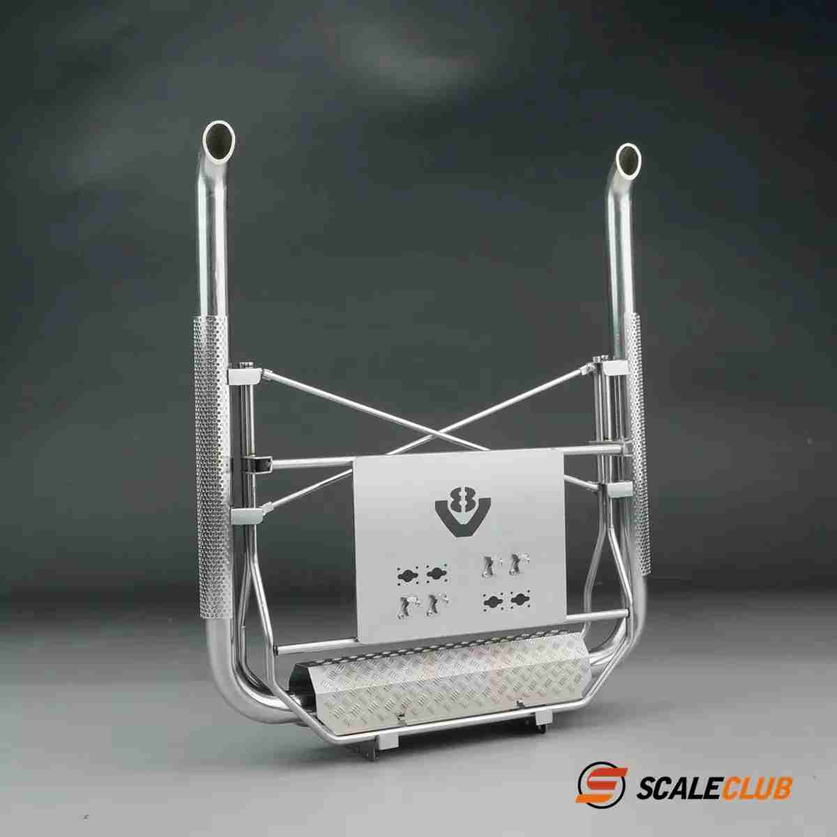 scaleclub Tamiya tractor truck European style with metal V-type exhaust on the driver's floor
