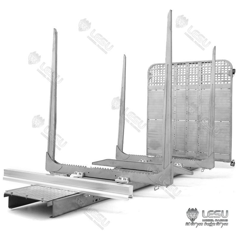 LESU 1/14 Tamiya Volvo FH16 truck model toy truck flatbed wood loaded tree cargo compartment with LED lights and winch