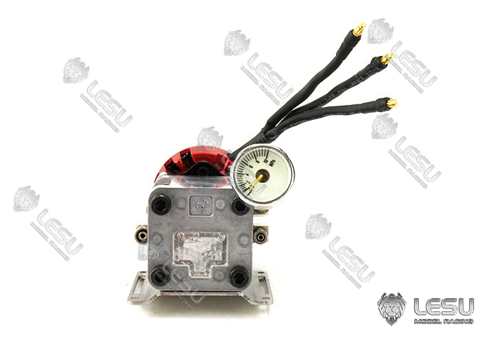 LESU 1/14 excavator hydraulic model oil pump high pressure pump Y-1528 excavator engineering vehicle gear pump with oil pressure gauge