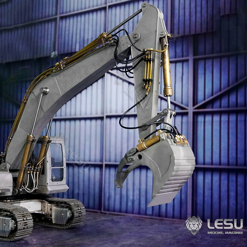 LESU 1/14 simulation hydraulic excavator PC360, wheel excavator, small short tail modified quick change hydraulic grab bucket attachment