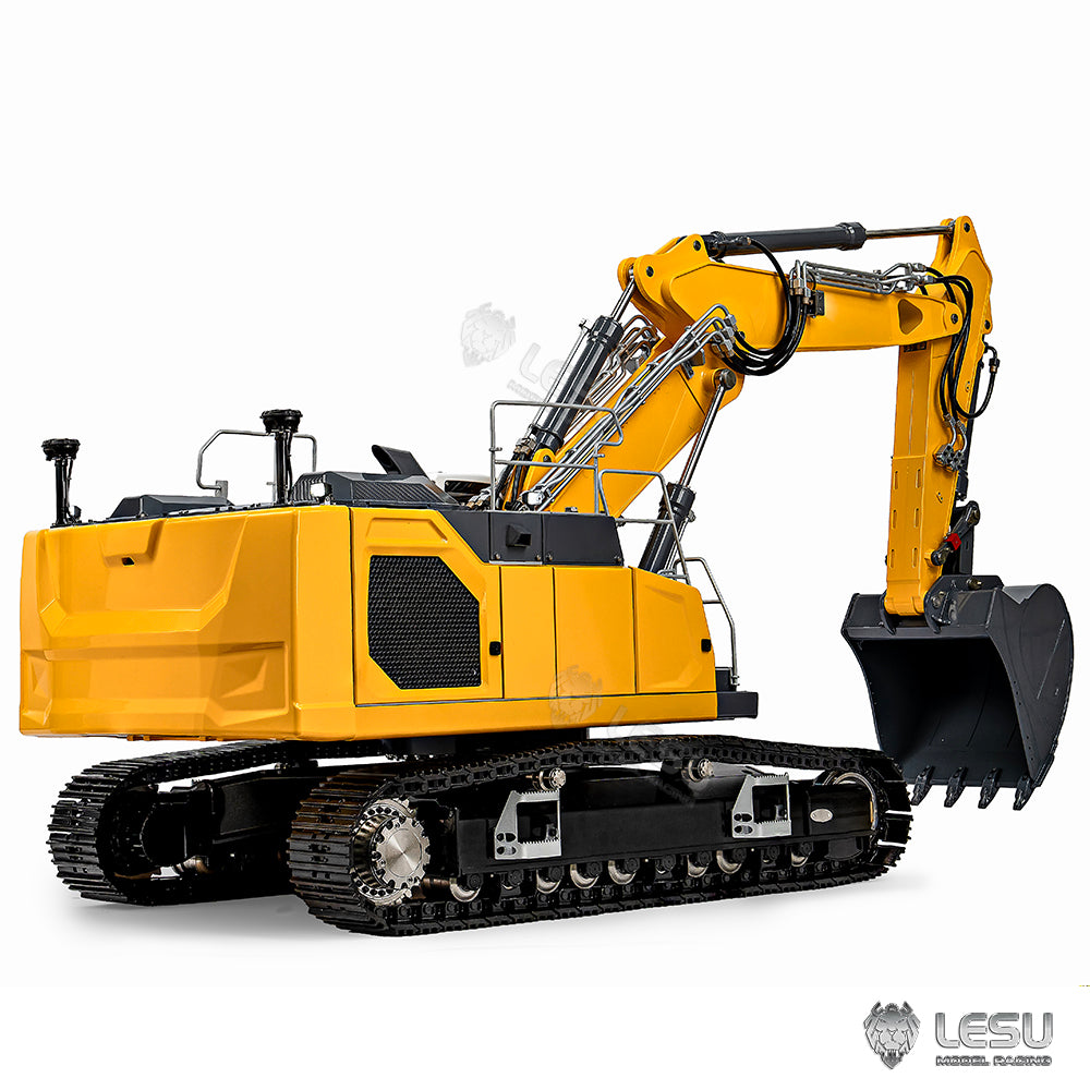 LESU 1/14 Engineering Remote Control Hydraulic Model Toy CNC 7-way Directional Valve Excavator Yellow Aoue-945 Three-section Arm