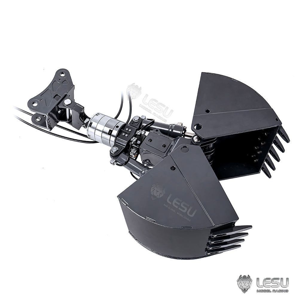 LESU 1/14 Metal Hydraulic Model Excavator Toy Quick Change Hydraulic Attachment Shell Bucket Double Petal Bucket AT-C0040