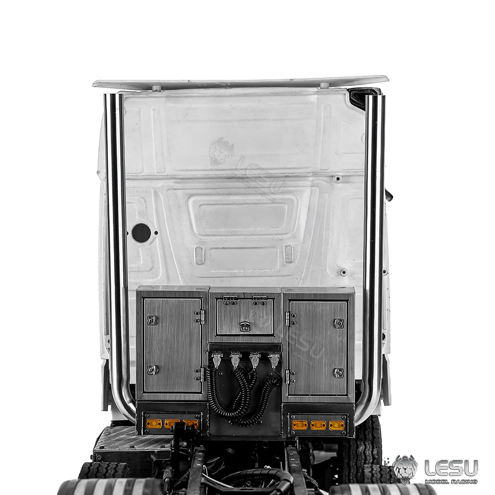 LESU 1/14 Tamiya tractor truck exhaust pipe double chimney LED lighting wire rack tool box assembly G-6272