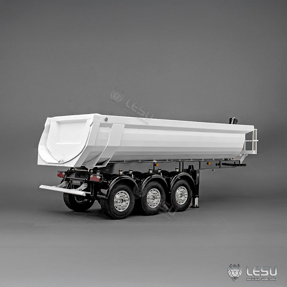 LESU 1/14 Simulation Tamiya Truck Model Hydraulic Lifting Three-Axis U-Bucket Metal Bucket Semi-Trailer Dump Truck