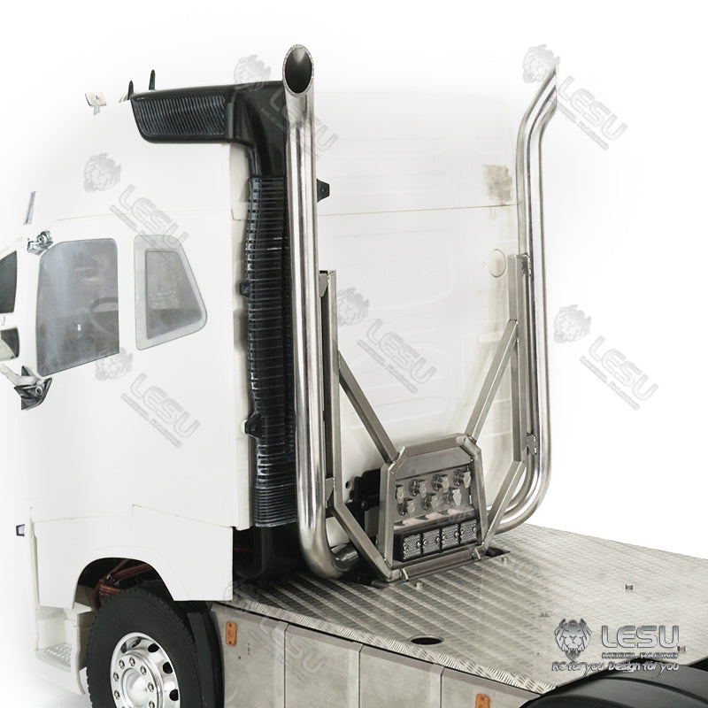 1/14 truck Tamiya tractor truck model toy FH16 exhaust double chimney with lighting wire rack set through hole