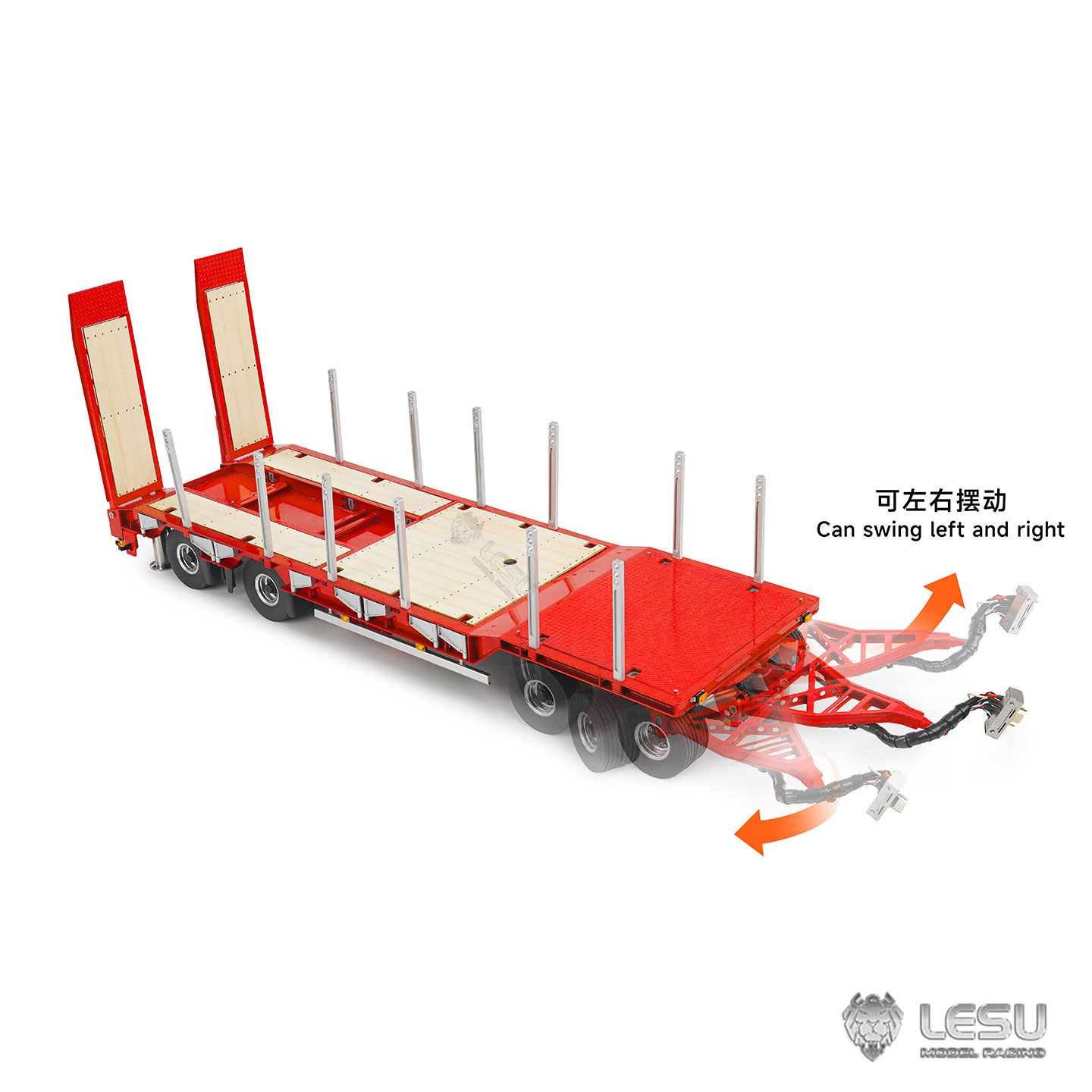 LESU 1/14 Hydraulic Engineering Trailer Small Wheel Trailer LS-A0049 Suitable for Tamiya Dump Truck Heavy Duty Tractor