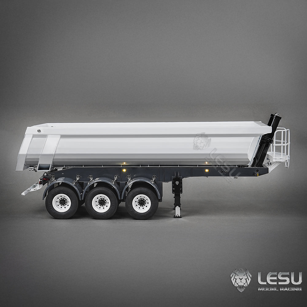 LESU 1/14 Simulation Tamiya Truck Model Hydraulic Lifting Three-Axis U-Bucket Metal Bucket Semi-Trailer Dump Truck