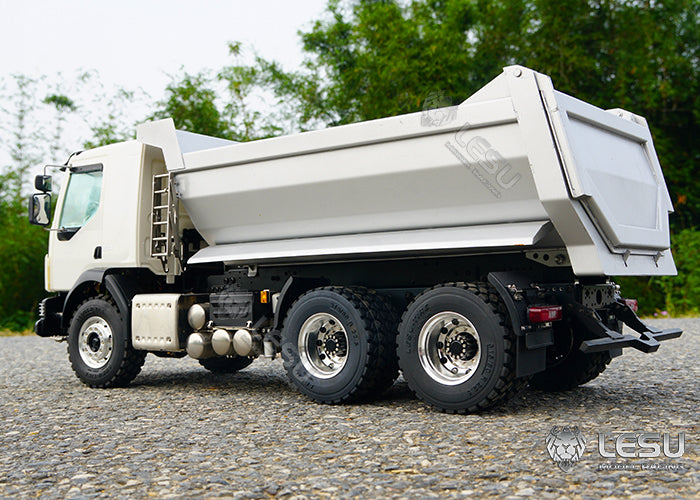 LESU 1/14 Truck Model Volvo 6*6 Three-axle Metal Axle Front Multi-stage Cylinder U-bucket Dump Truck