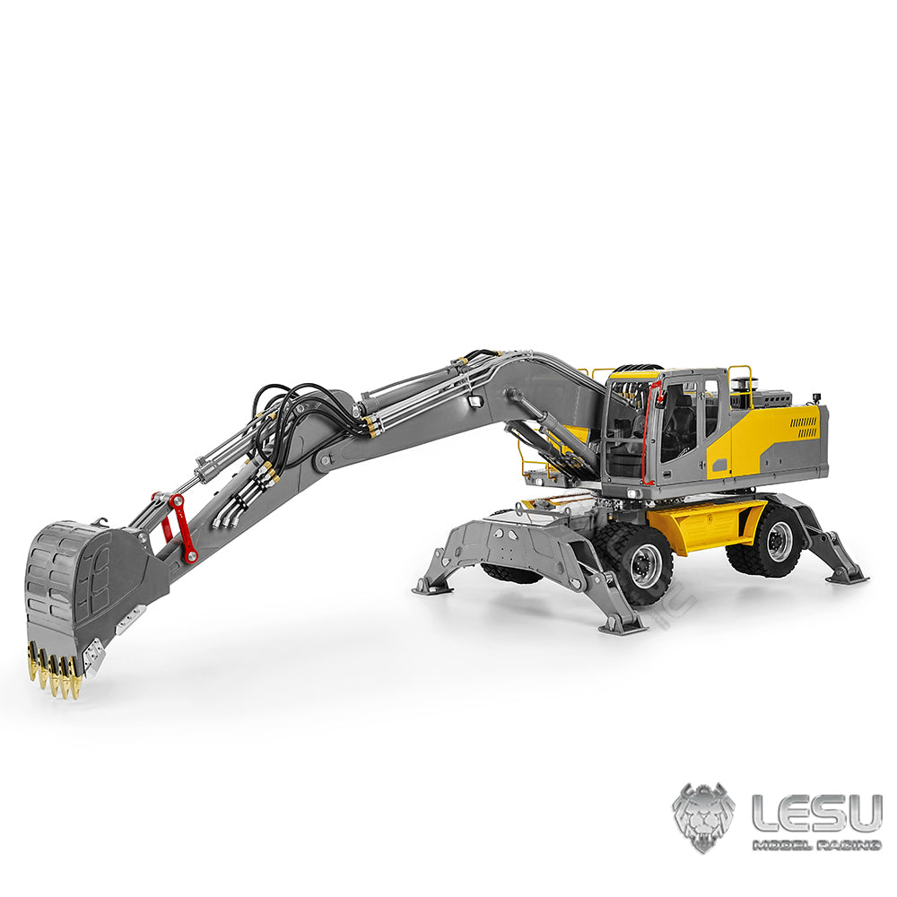 LESU 1/14 Hydraulic Wheel Excavator Model RD-A0006 8-way Directional Valve Yellow Version