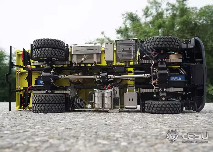 LESU 1/14 Tamiya truck model toy Volvo 4*4 double axle metal chassis high torque mud dump truck