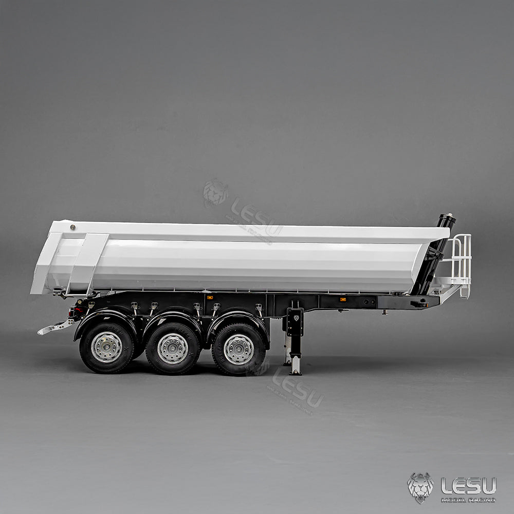 LESU 1/14 Simulation Tamiya Truck Model Hydraulic Lifting Three-Axis U-Bucket Metal Bucket Semi-Trailer Dump Truck