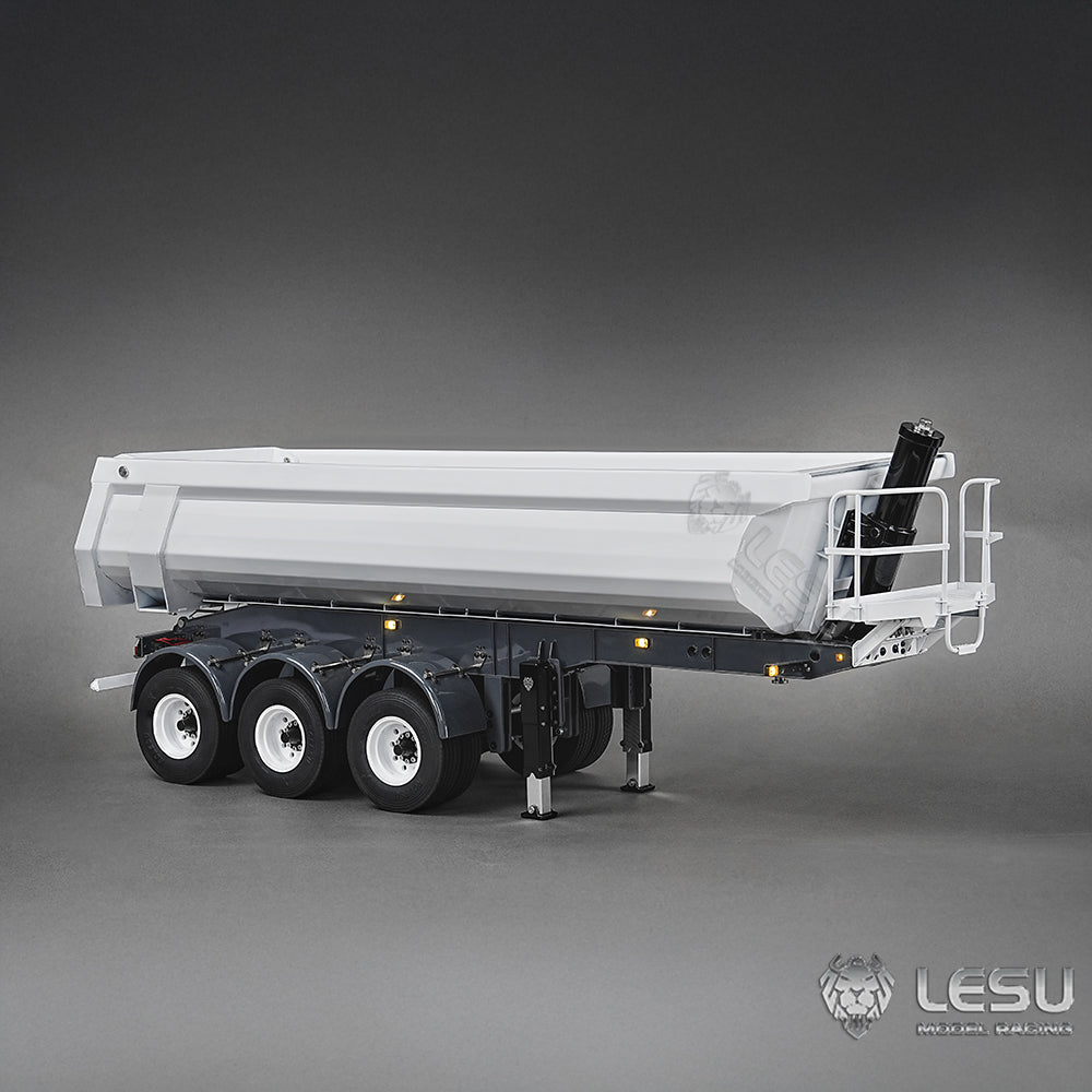 LESU 1/14 Simulation Tamiya Truck Model Hydraulic Lifting Three-Axis U-Bucket Metal Bucket Semi-Trailer Dump Truck