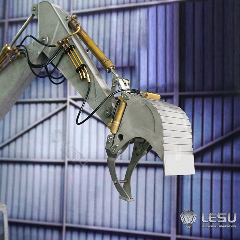 LESU 1/14 simulation hydraulic excavator PC360, wheel excavator, small short tail modified quick change hydraulic grab bucket attachment