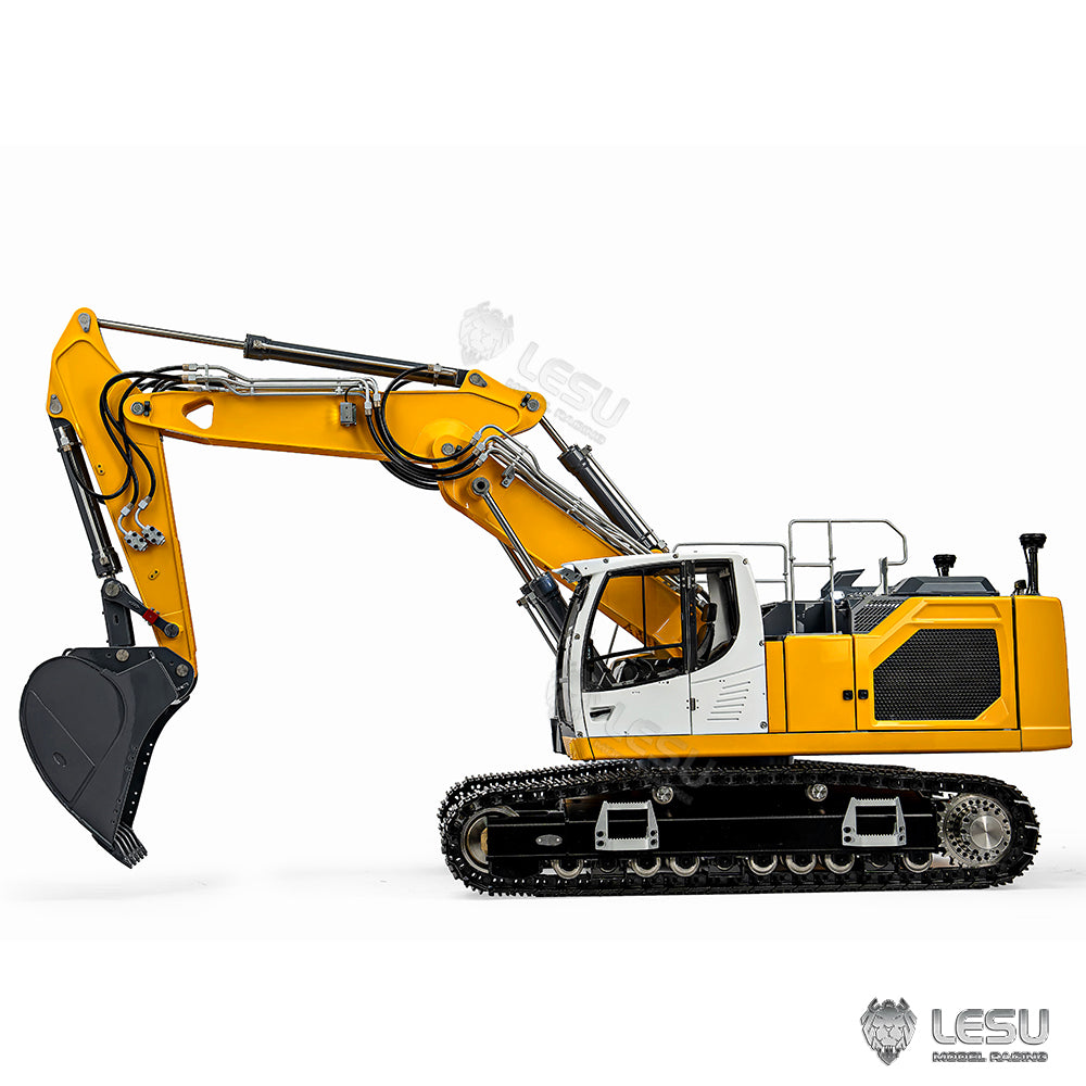 LESU 1/14 Engineering Remote Control Hydraulic Model Toy CNC 7-way Directional Valve Excavator Yellow Aoue-945 Three-section Arm