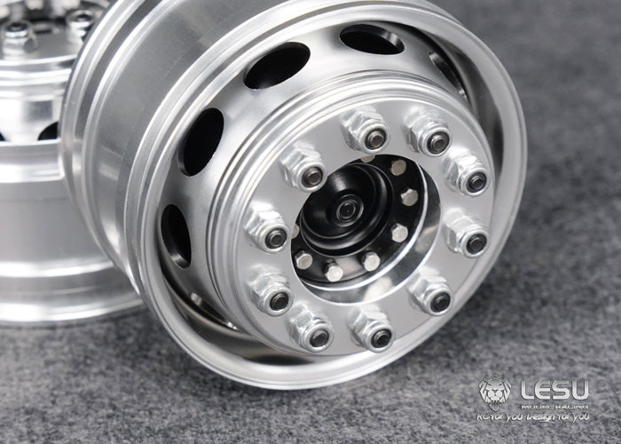 1/14 truck Tamiya tractor W-2018 wide wheel 10-hole aluminum alloy front wheel mud head modified model LESU