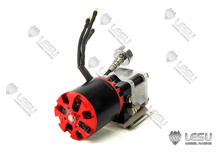 LESU 1/14 excavator hydraulic model oil pump high pressure pump Y-1528 excavator engineering vehicle gear pump with oil pressure gauge