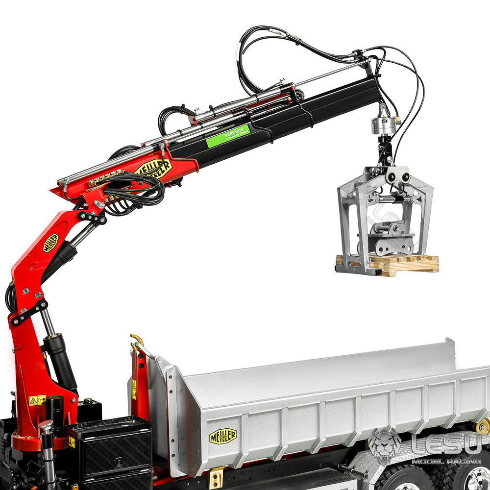 LESU 1/14 Truck Remote Control Model Metal Toy Hydraulic Roll-on/Roll-off Crane Full Unloading Truck LS-A0047 Brick Clamp