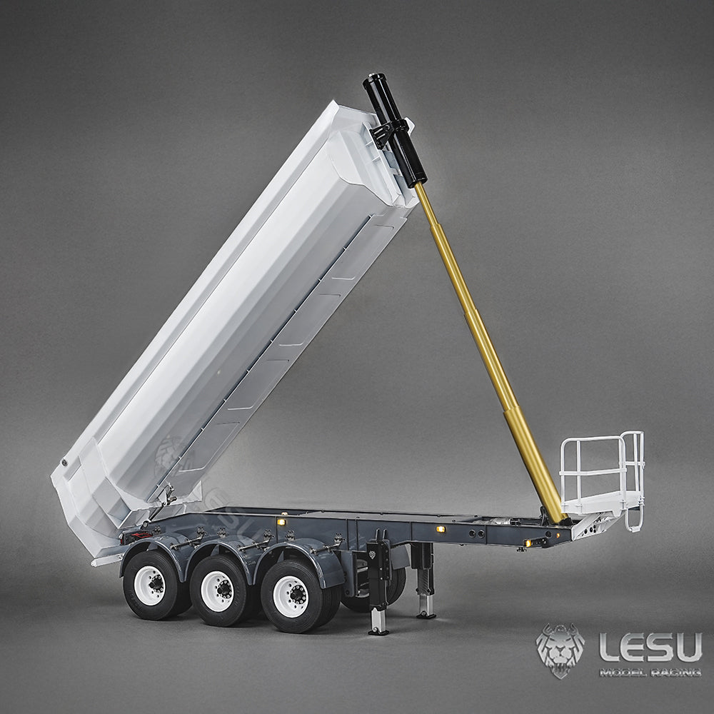 LESU 1/14 Simulation Tamiya Truck Model Hydraulic Lifting Three-Axis U-Bucket Metal Bucket Semi-Trailer Dump Truck