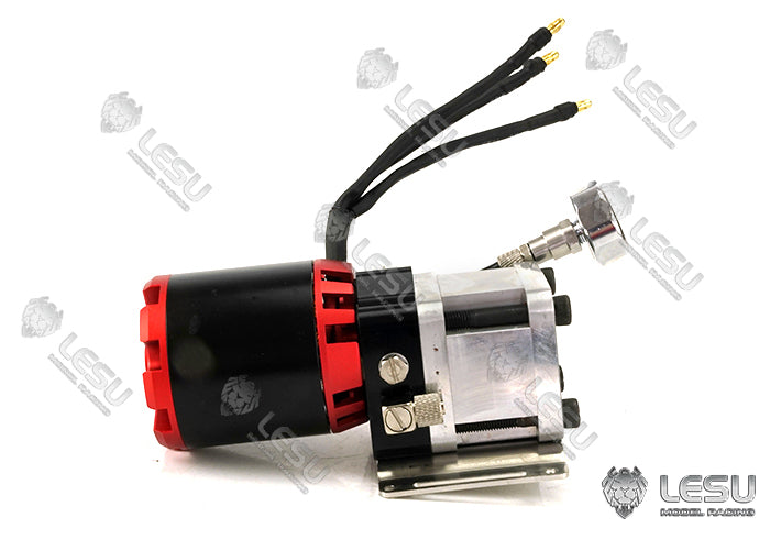 LESU 1/14 excavator hydraulic model oil pump high pressure pump Y-1528 excavator engineering vehicle gear pump with oil pressure gauge