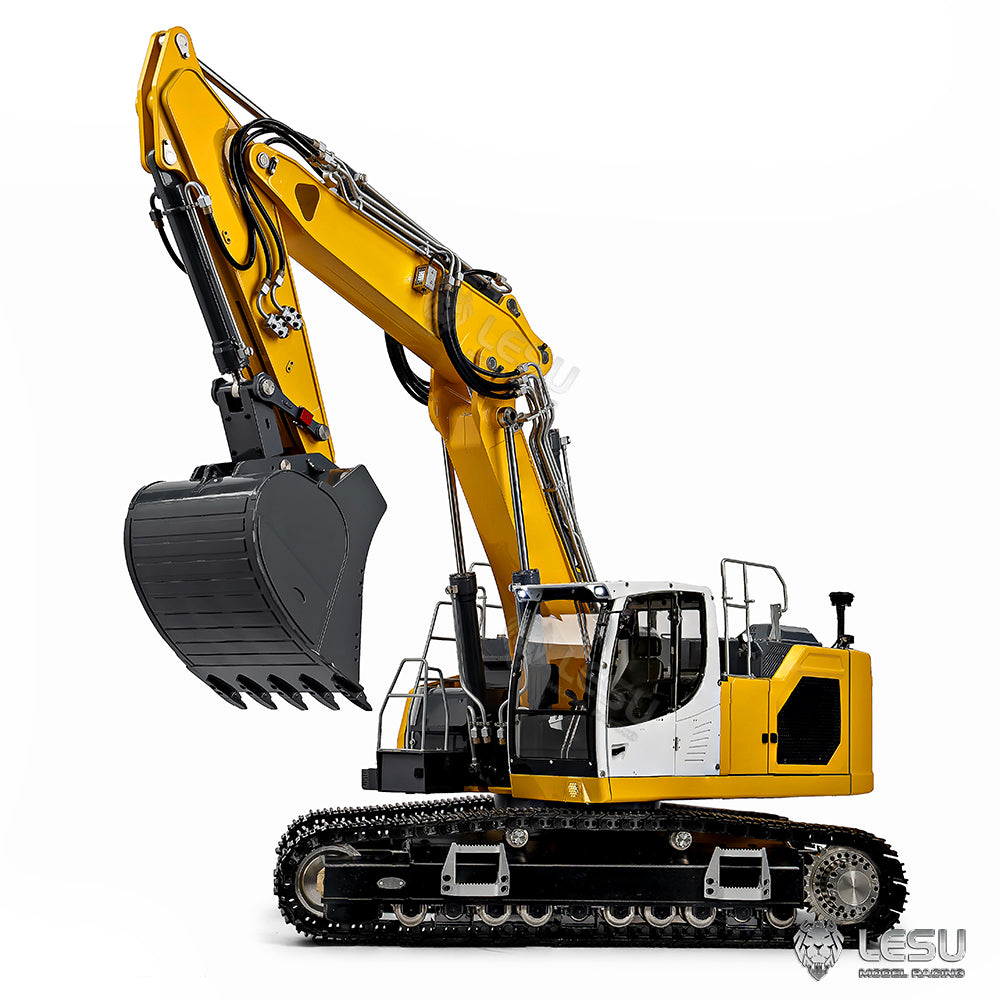 LESU 1/14 Engineering Remote Control Hydraulic Model Toy CNC 7-way Directional Valve Excavator Yellow Aoue-945 Three-section Arm
