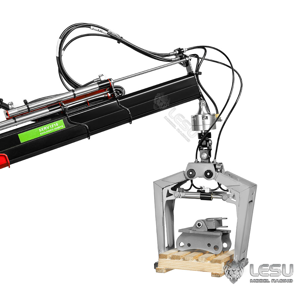 LESU 1/14 Truck Remote Control Model Metal Toy Hydraulic Roll-on/Roll-off Crane Full Unloading Truck LS-A0047 Brick Clamp