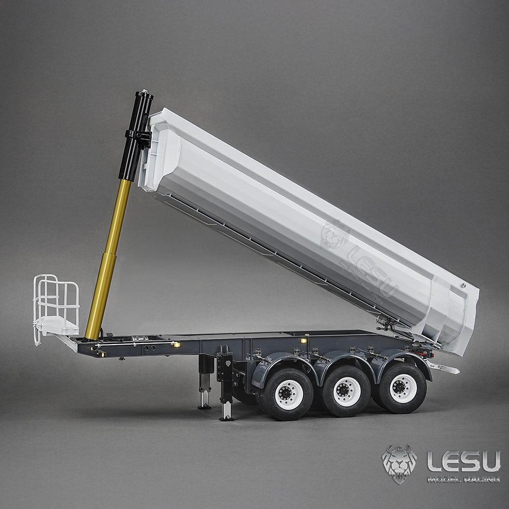 LESU 1/14 Simulation Tamiya Truck Model Hydraulic Lifting Three-Axis U-Bucket Metal Bucket Semi-Trailer Dump Truck