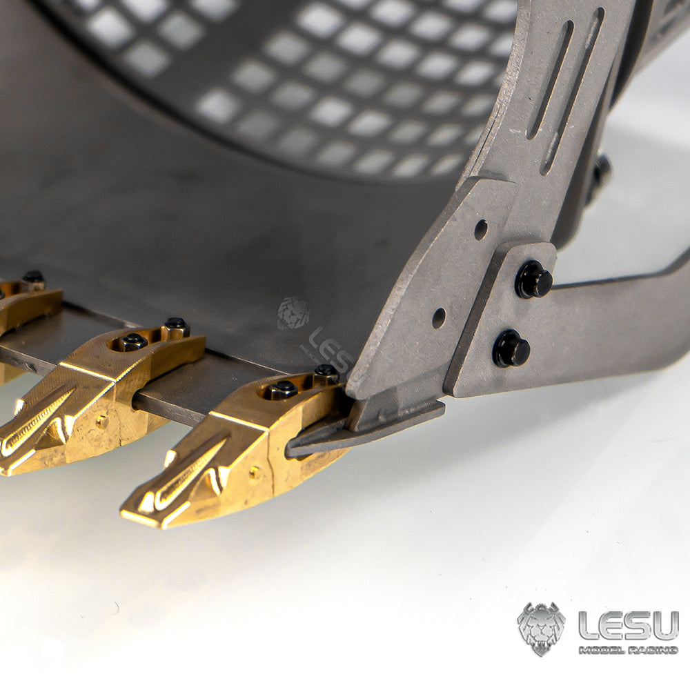 LESU 1/14 Excavator Model Quick Release Full Metal Hydraulic Motor Screen Bucket Accessory AT-C0018