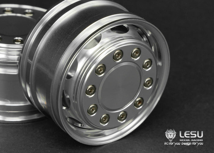 1/14 truck aluminum alloy wheel Tamiya tractor W-2043 wide wheel 10 holes oval front wheel model LESU